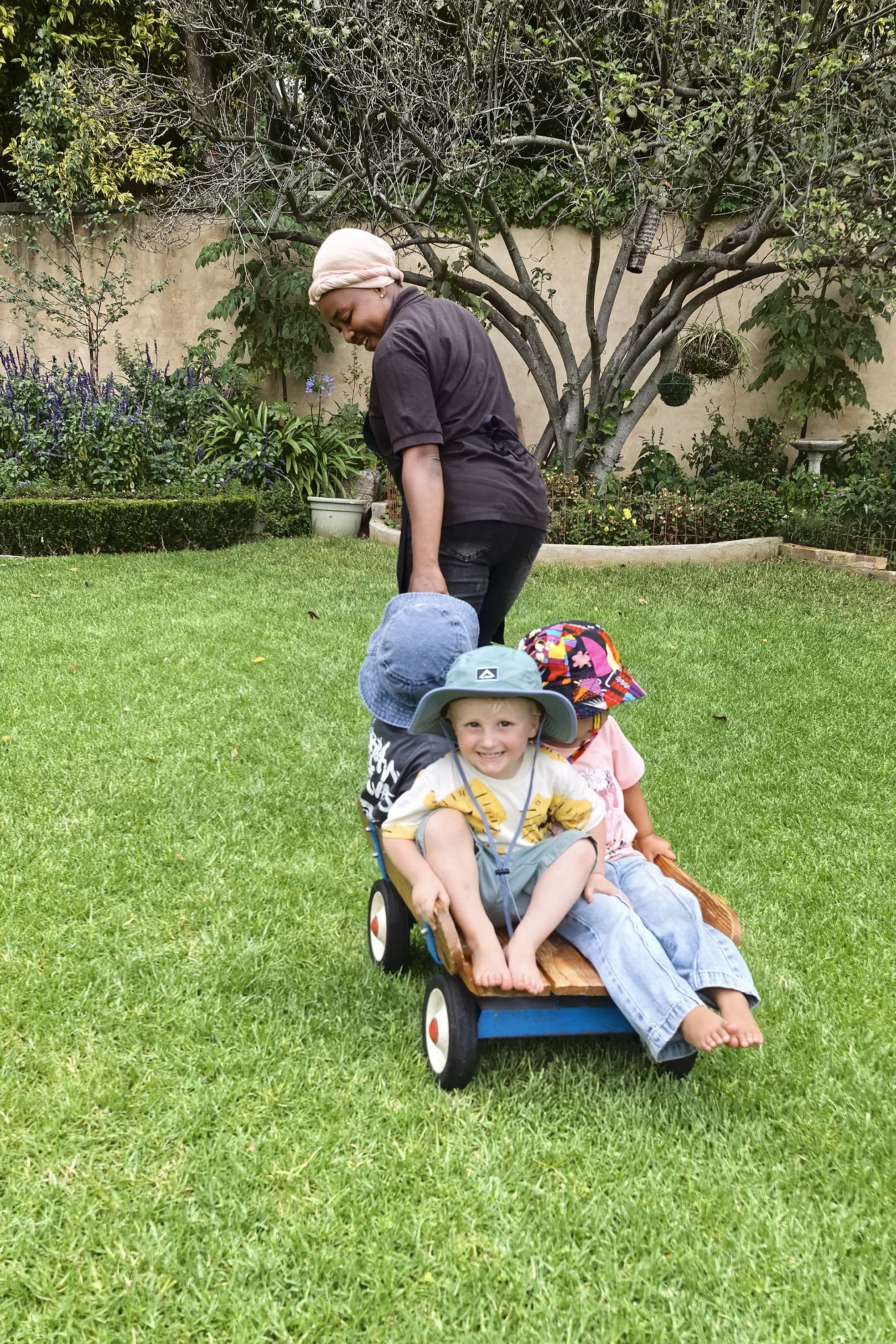 assistant doing wagon rides