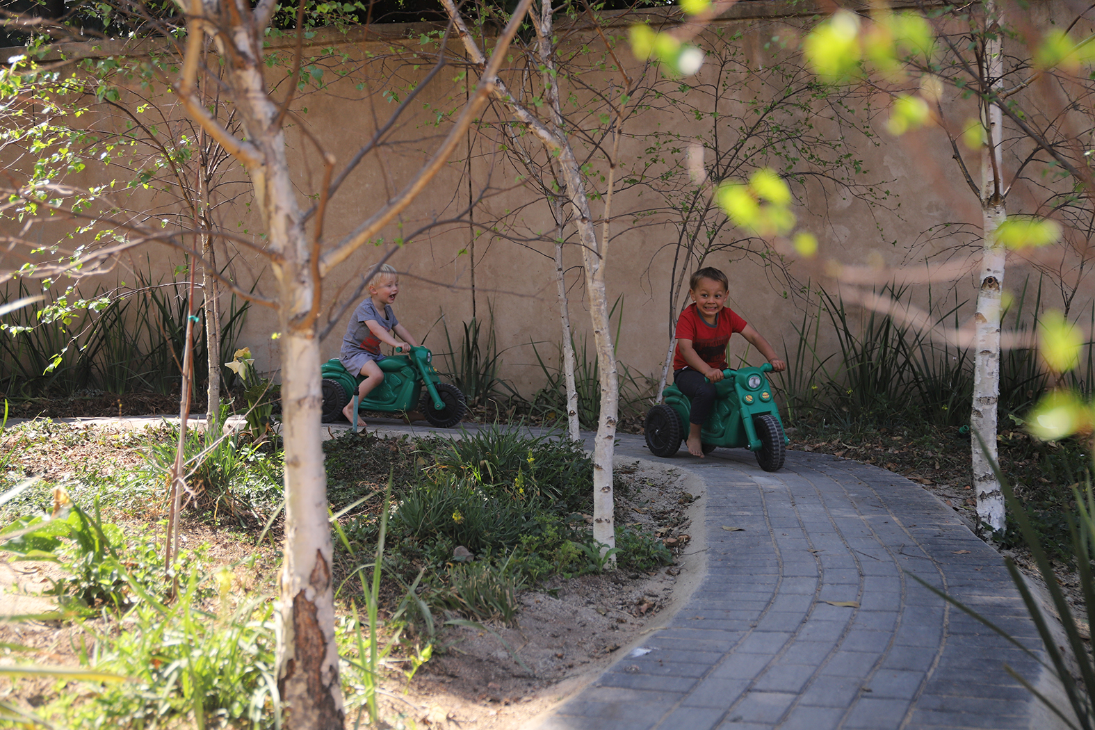 Bike track with boys riding bikes